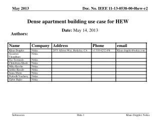 Dense apartment building use case for HEW