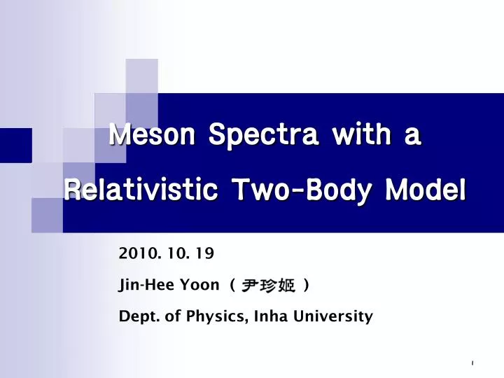 meson spectra with a relativistic two body model