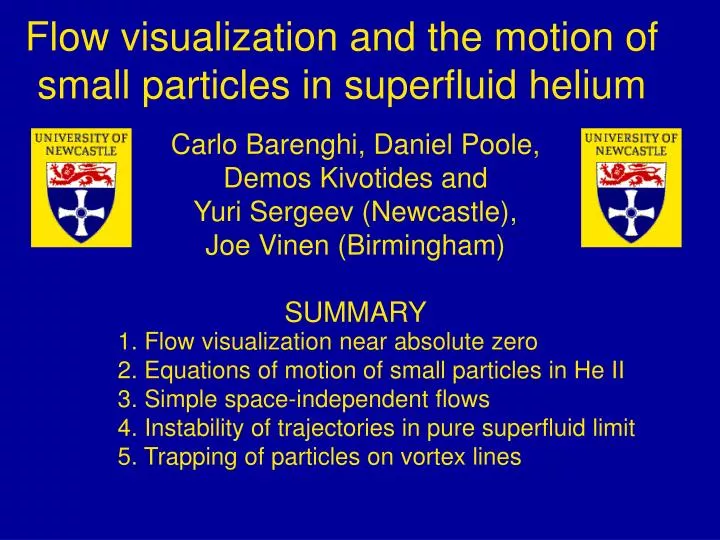 flow visualization and the motion of small particles in superfluid helium