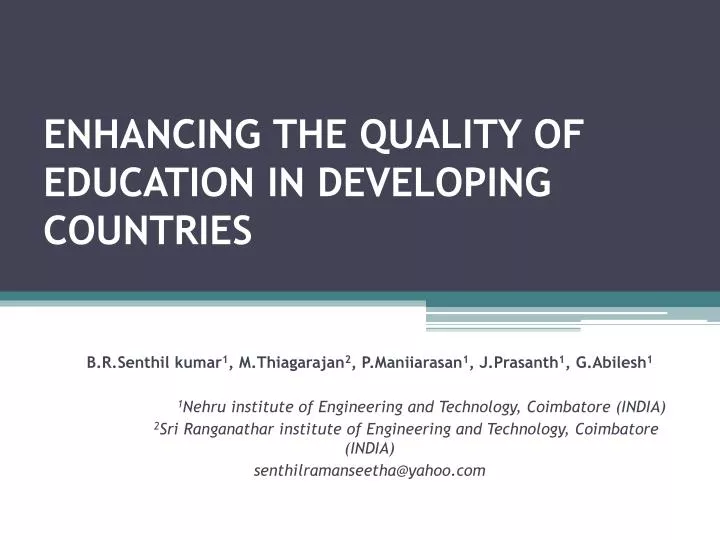 enhancing the quality of education in developing countries