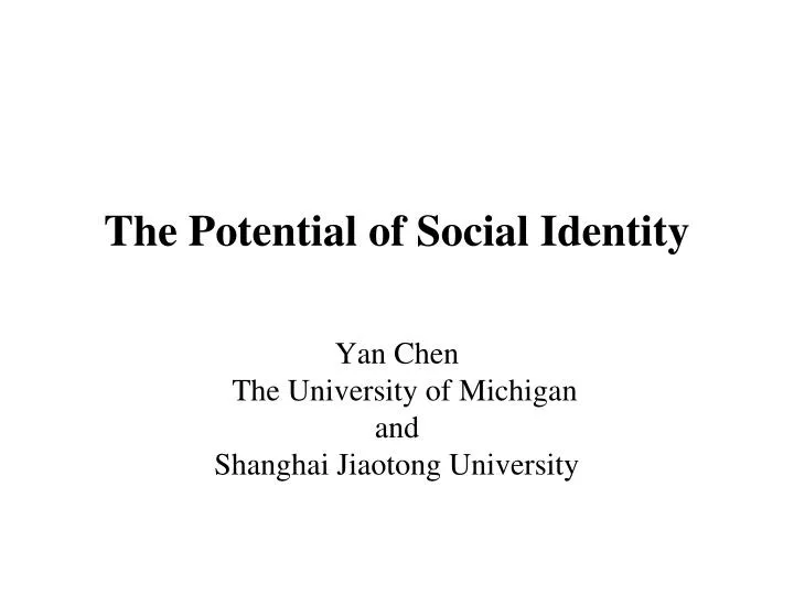 the potential of social identity