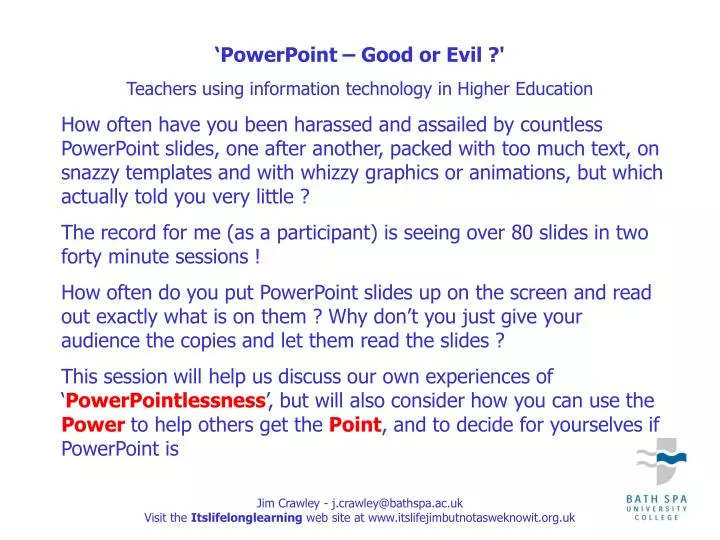 powerpoint good or evil teachers using information technology in higher education