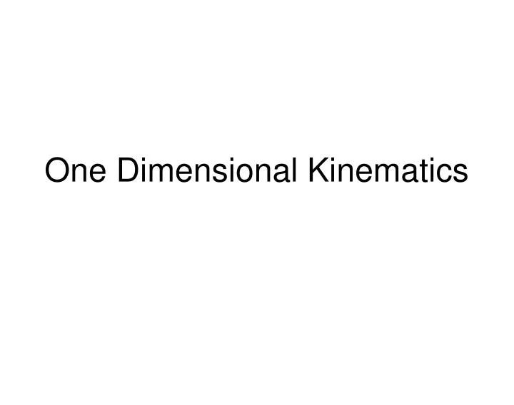 one dimensional kinematics