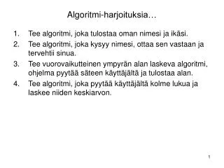 algoritmi harjoituksia