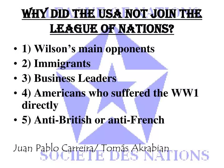 why did the usa not join the league of nations