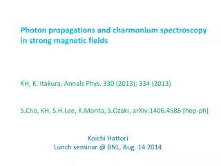 Koichi Hattori Lunch seminar @ BNL, Aug. 14 2014