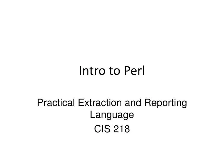 intro to perl