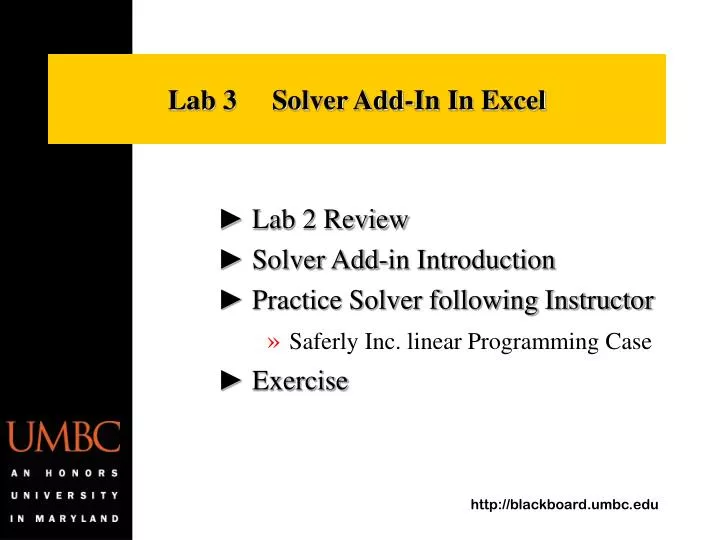 lab 3 solver add in in excel