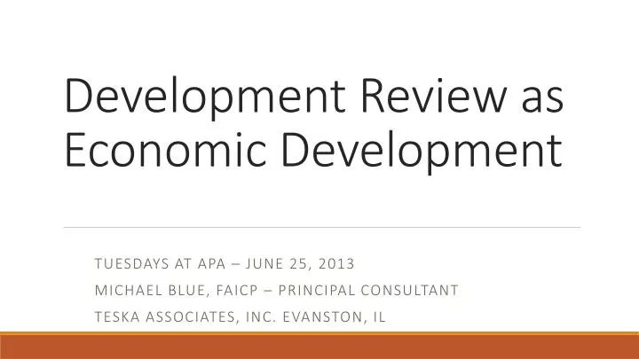 development review as economic development