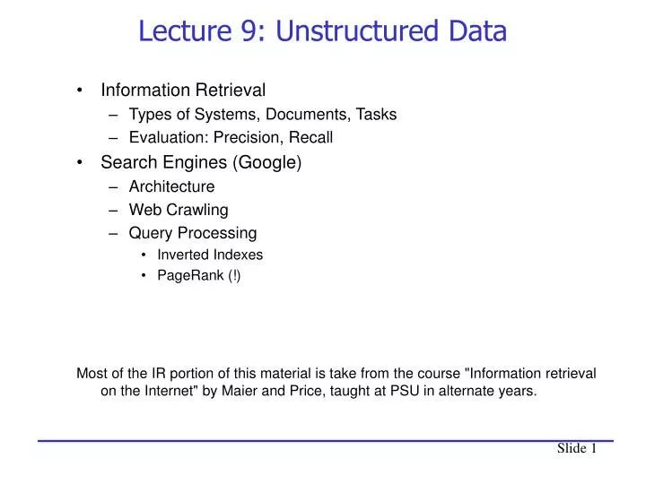 lecture 9 unstructured data
