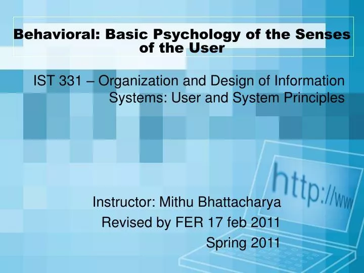 PPT - Behavioral: Basic Psychology Of The Senses Of The User PowerPoint ...