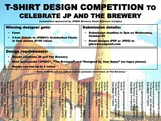 T-SHIRT DESIGN COMPETITION TO CELEBRATE JP AND THE BREWERY