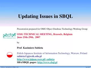Updating Issues in SBQL