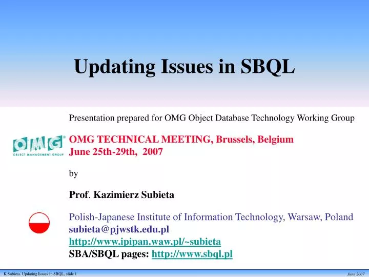 updating issues in sbql
