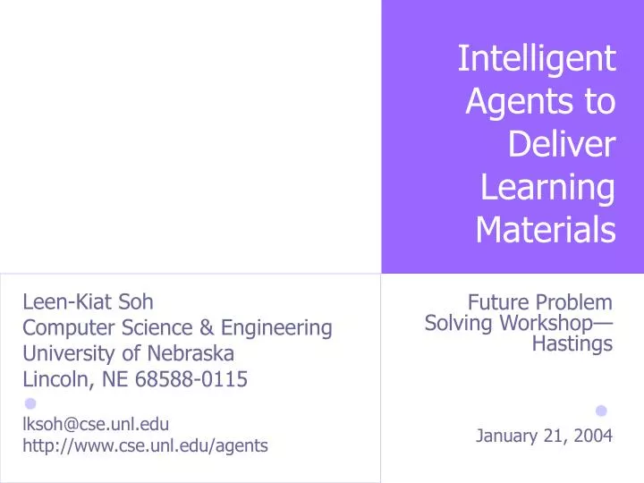 intelligent agents to deliver learning materials