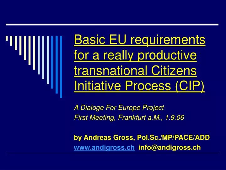basic eu requirements for a really productive transnational citizens initiative process cip