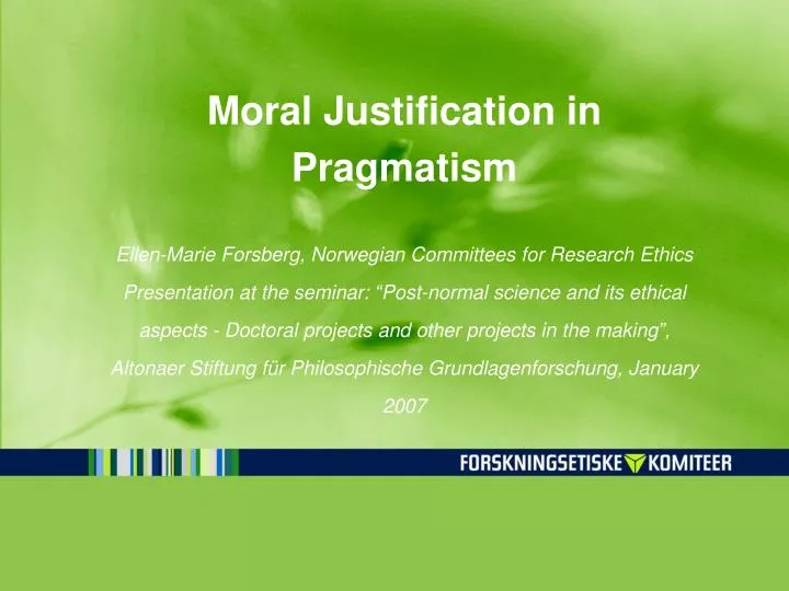 moral justification in pragmatism