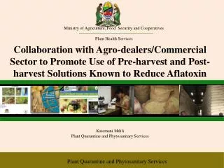 Ministry of Agriculture, Food Security and Cooperatives Plant Health Services