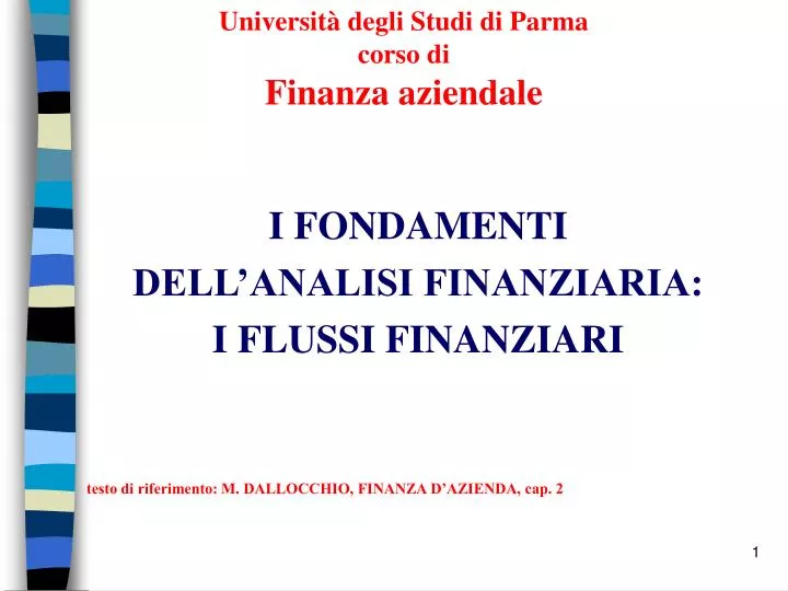 PPT - Università degli Studi di Parma corso di Finanza aziendale PowerPoint  Presentation - ID:5118271