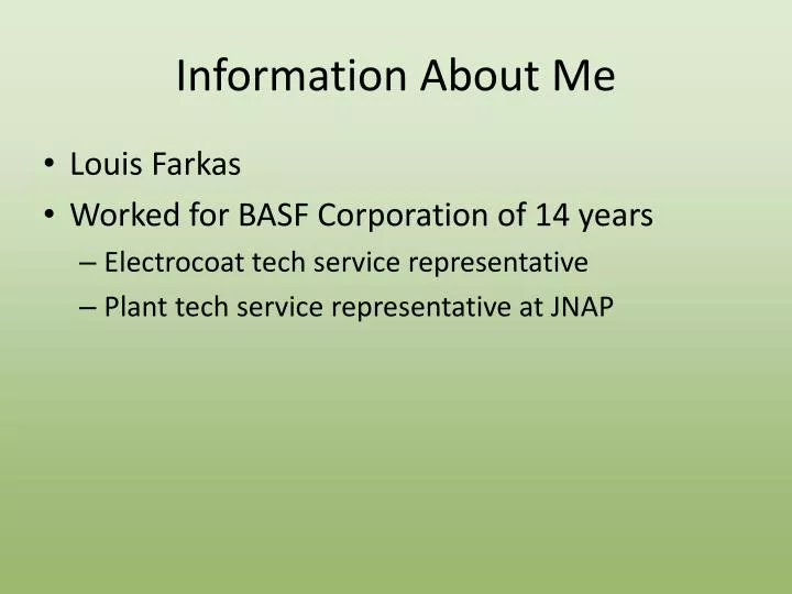 information about me