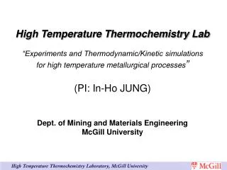 High Temperature Thermochemistry Laboratory, McGill University