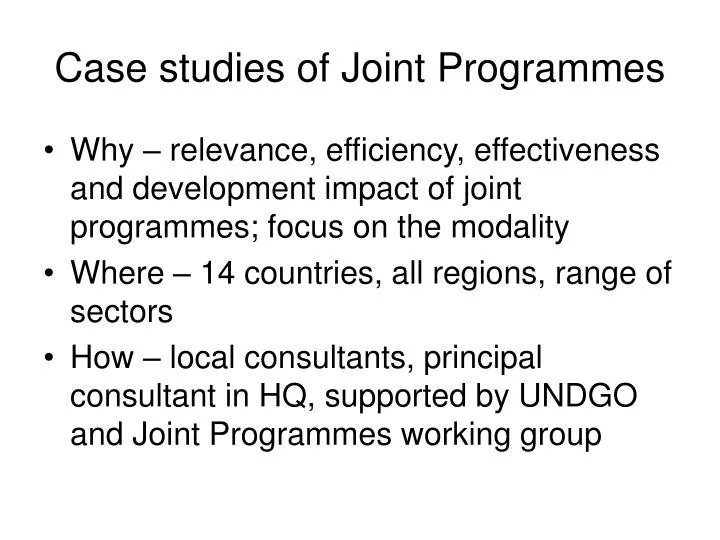 case studies of joint programmes
