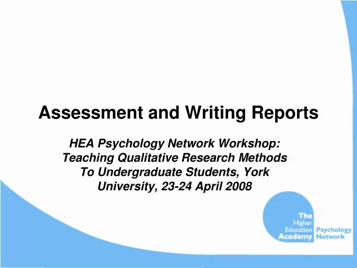 assessment and writing reports