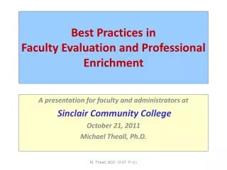 Best Practices in Faculty Evaluation and Professional Enrichment