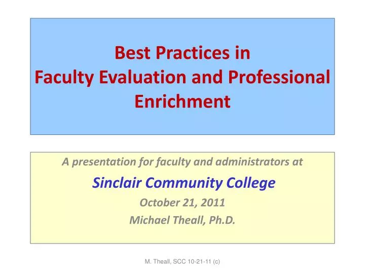best practices in faculty evaluation and professional enrichment
