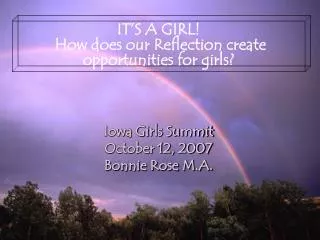 Iowa Girls Summit October 12, 2007 Bonnie Rose M.A.