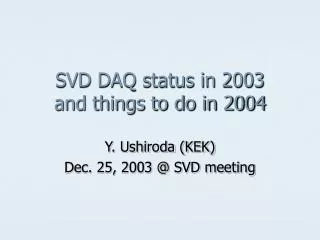 SVD DAQ status in 2003 and things to do in 2004