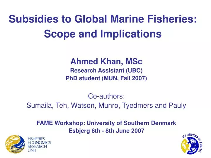 subsidies to global marine fisheries scope and implications