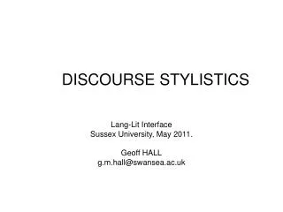 DISCOURSE STYLISTICS