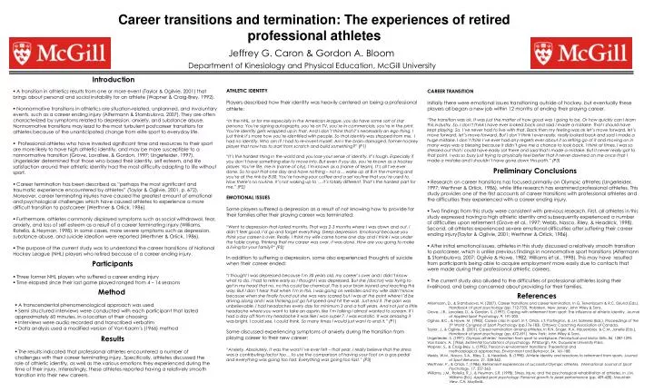 career transitions and termination the experiences of retired professional athletes