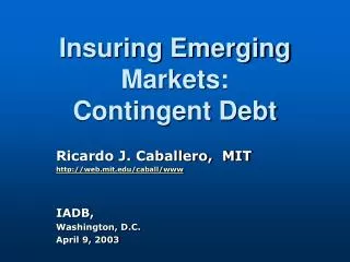 Insuring Emerging Markets: Contingent Debt