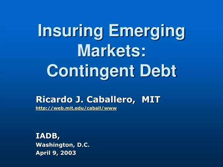 insuring emerging markets contingent debt