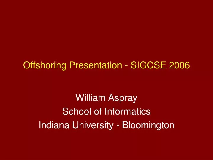offshoring presentation sigcse 2006