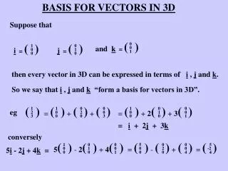 BASIS FOR VECTORS IN 3D