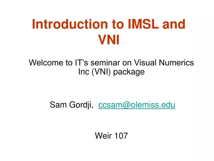 introduction to imsl and vni