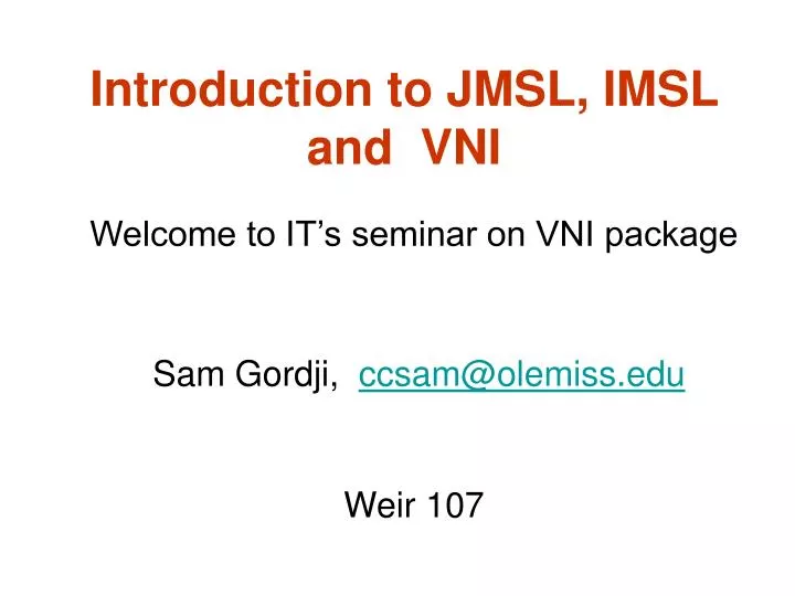 introduction to jmsl imsl and vni
