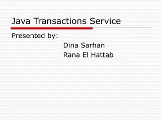 Java Transactions Service