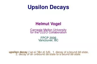 Upsilon Decays