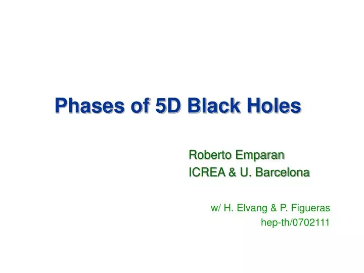 phases of 5d black holes
