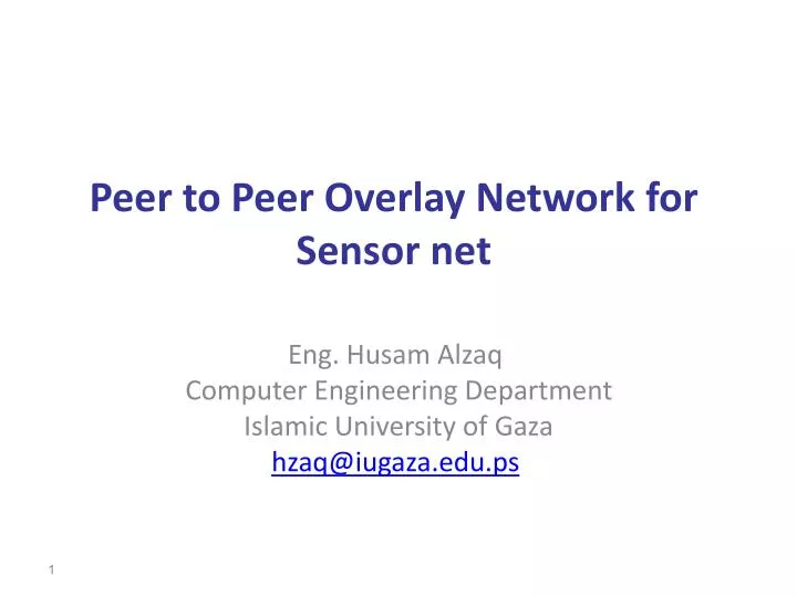 peer to peer overlay network for sensor net