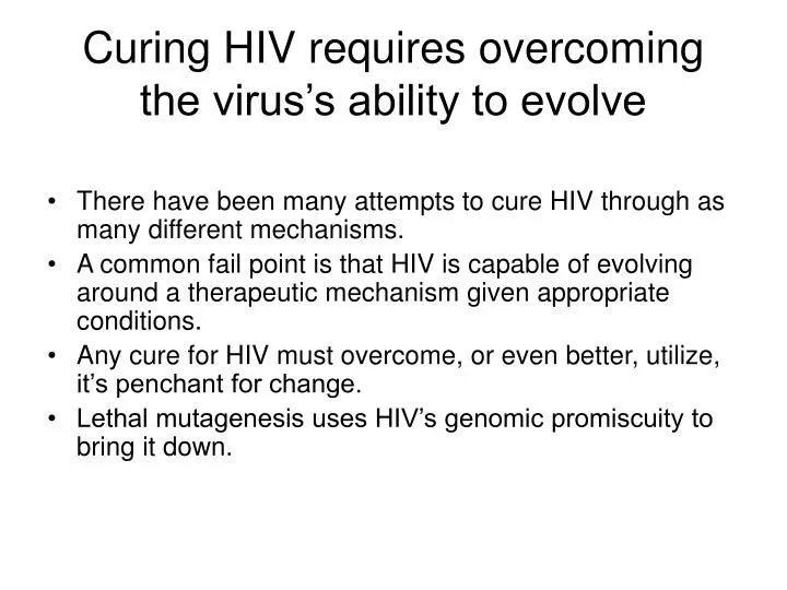 curing hiv requires overcoming the virus s ability to evolve