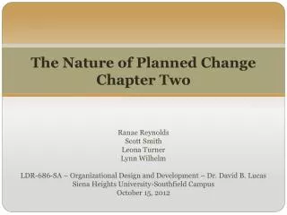 The Nature of Planned Change Chapter Two