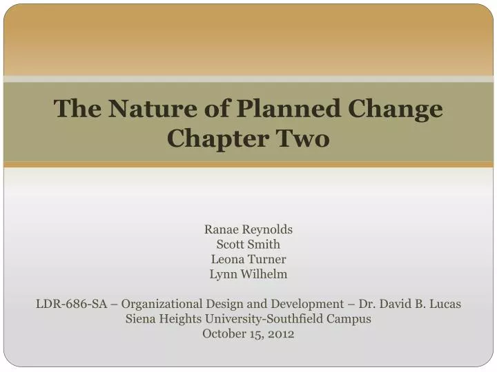 the nature of planned change chapter two