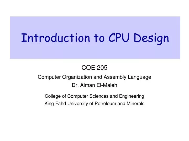 introduction to cpu design