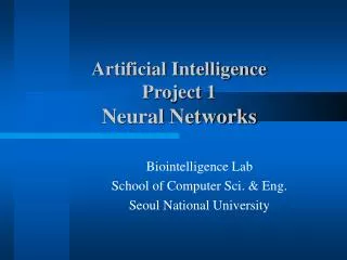 Artificial Intelligence Project 1 Neural Networks