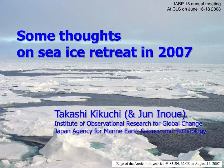 some thoughts on sea ice retreat in 2007